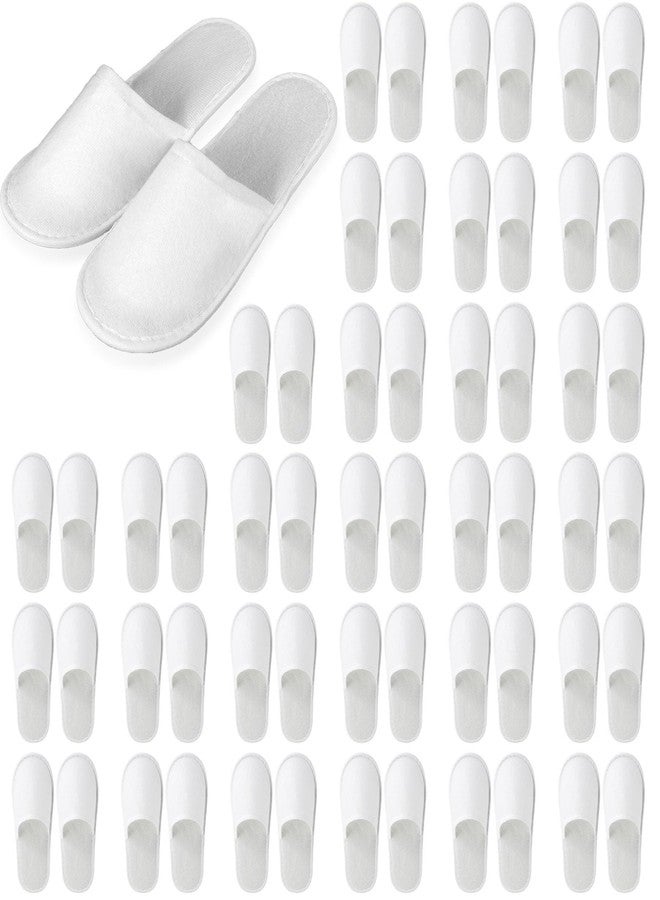Nexboraque 30 Pairs 10.5 Inch Disposable Slipper for Guests, White Spa Slippers Bulk House Slippers Non Slip Closed Toe Travel Footwear for Hotel Guests Women Men, Medium - Image 1